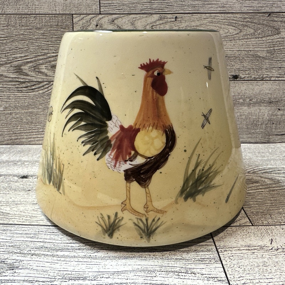 HOME‎ INTERIORS Ceramic Candle Shade Topper Rooster 3.75x5.25" *Chipped* C